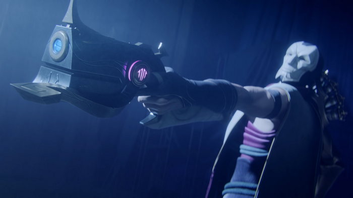 Jhin from League of Legends holding a gun