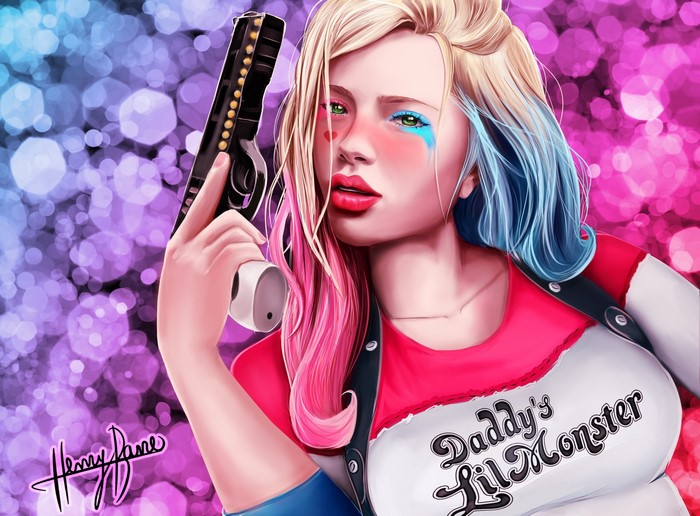 Harley Quinn holding a gun