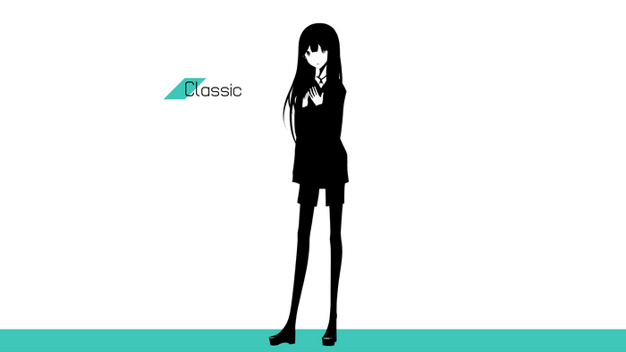 Anime girl with long black hair and shorts