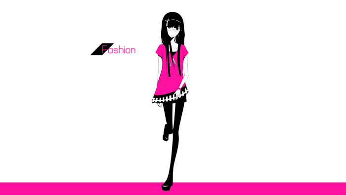 Anime girl with glasses and pink dress