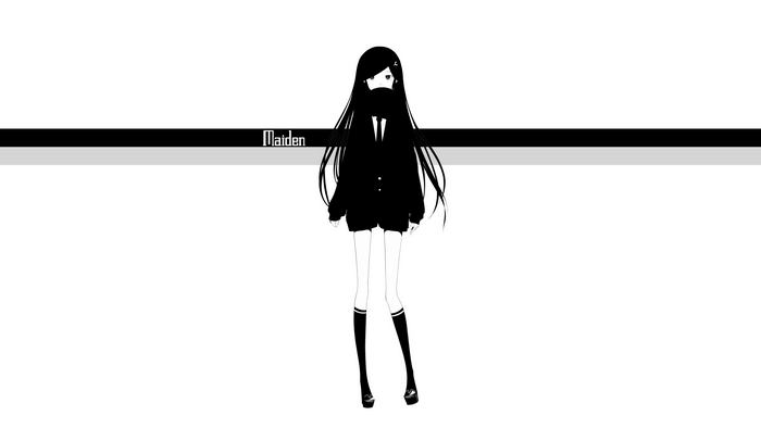 Maiden anime girl with long black hair and scarf