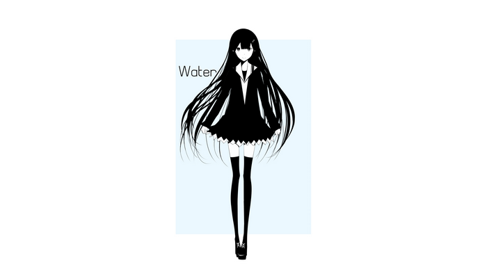 Anime girl with long black hair and thigh-highs