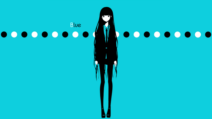 Anime girl in black suit with long hair