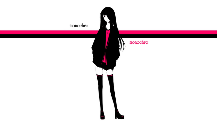 Anime girl with long black hair and thigh-highs