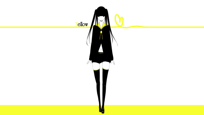 Anime girl with twintails and yellow accents