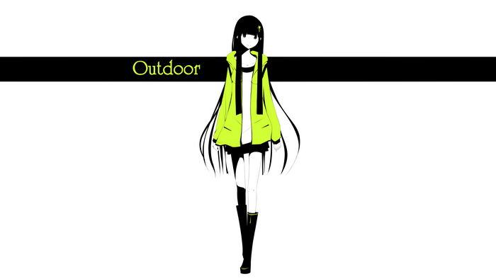 Anime girl with long black hair and yellow jacket