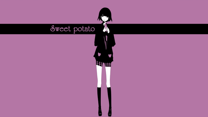 Anime girl with short black hair and plaid shorts
