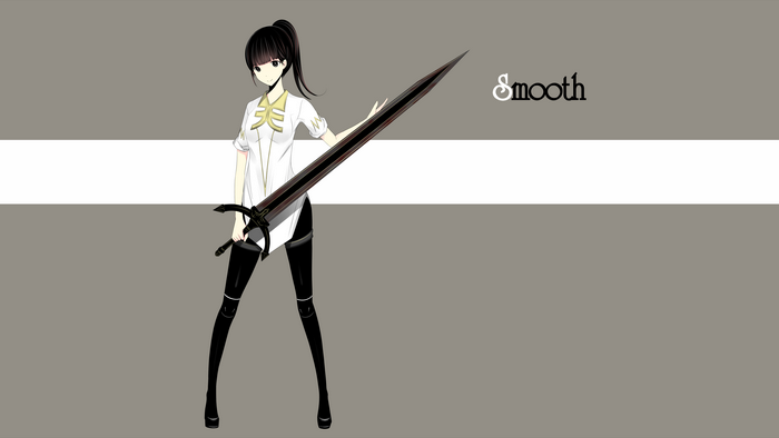 Anime girl with sword on gray background