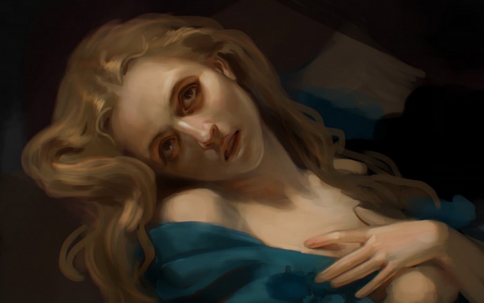 Portrait of a woman with blonde hair
