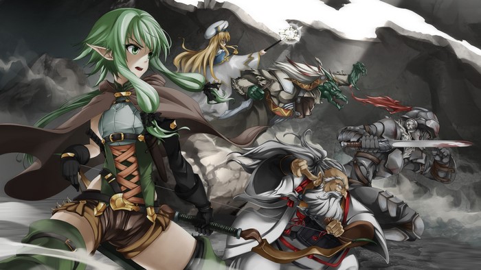 Anime characters in a fantasy battle