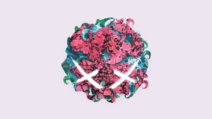 Monstercat abstract artwork with X eyes
