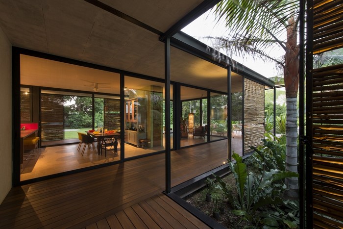 Modern house interior with dining area and living room