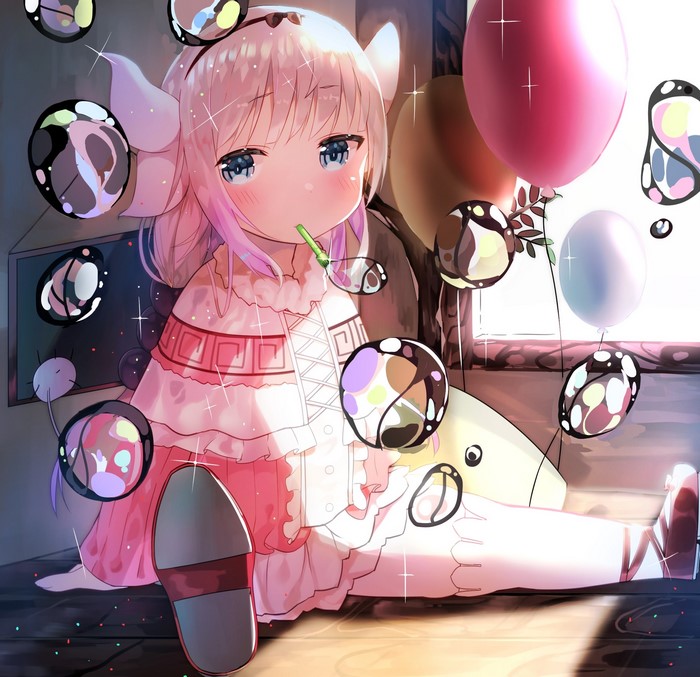 Kanna Kamui from Kobayashi-san Chi no Maid Dragon with bubbles