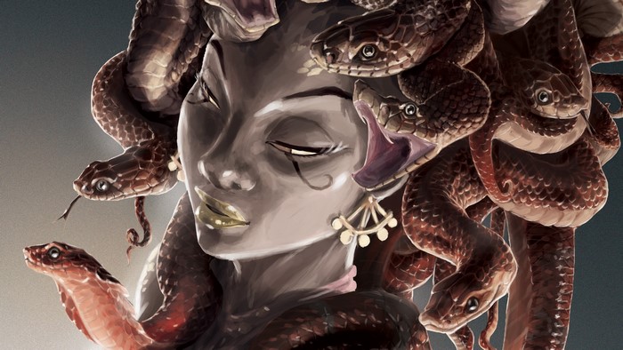 Medusa with snakes for hair, fantasy art