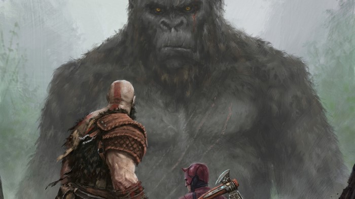Kratos and Daredevil face King Kong