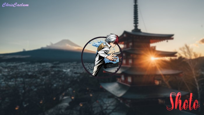 Shoto Todoroki from Boku no Hero Academia with Mount Fuji