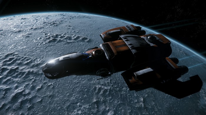 4K MISC Freelancer spaceship near planet