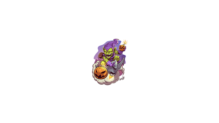 Green Goblin from Marvel Comics riding a pumpkin glider