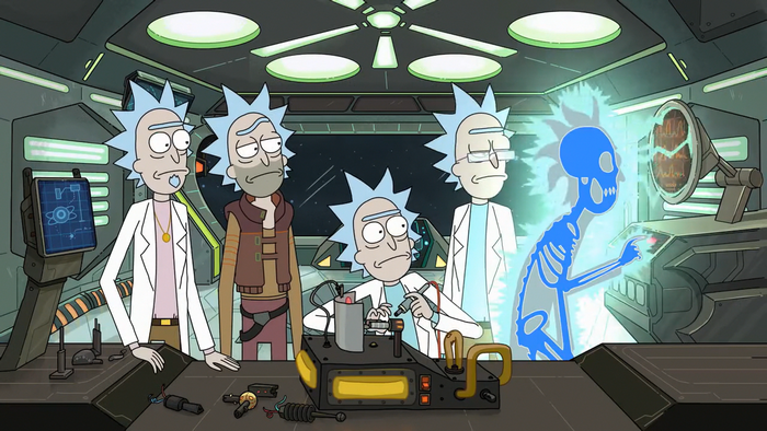 Rick and Morty in a laboratory