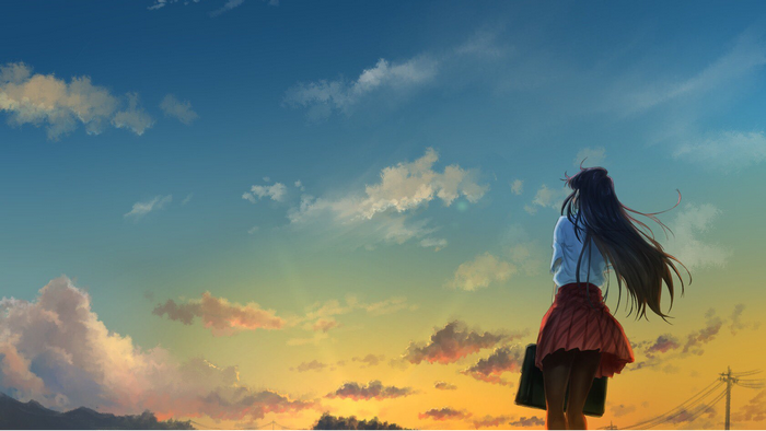 Komi Shouko in School Uniform at Sunset