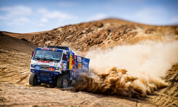 Kamaz truck racing in the desert