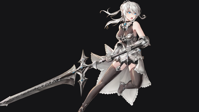 Lana from Kings Raid holding a polearm