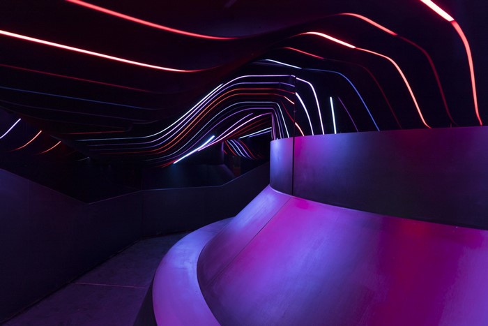 Abstract tunnel with neon lights