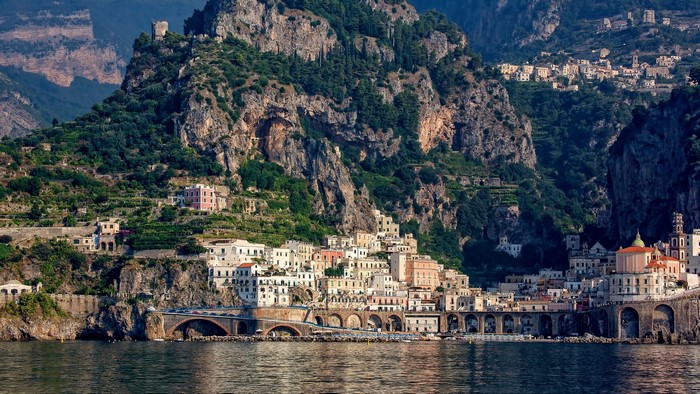 Amalfi, Italy cliffside town and bay