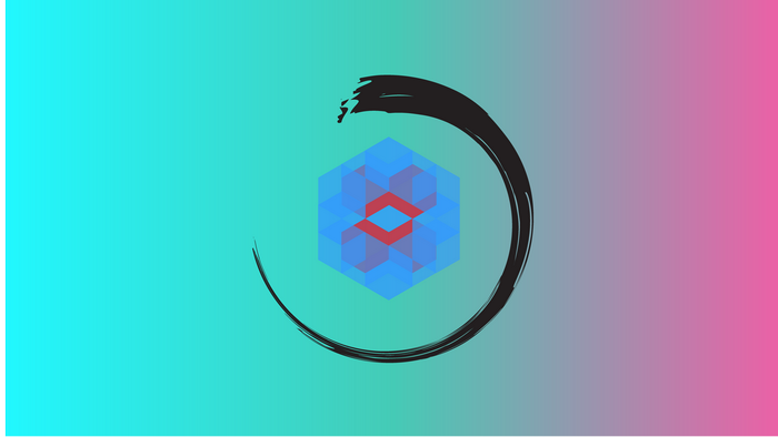 Abstract geometric cube with brush stroke on gradient background