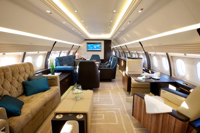 Luxury private jet interior
