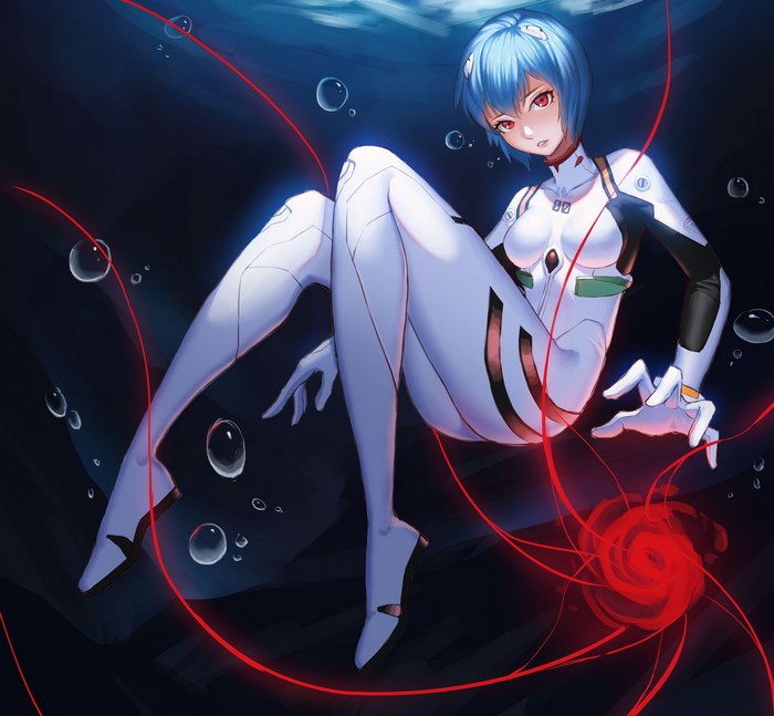 Rei Ayanami from Neon Genesis Evangelion underwater
