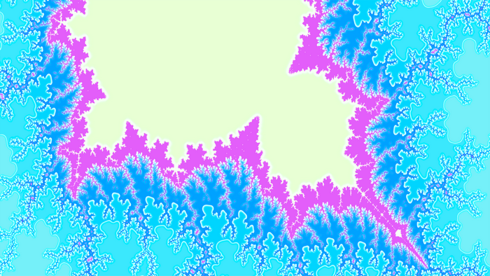 Abstract fractal pattern with pink, blue, and cyan colors