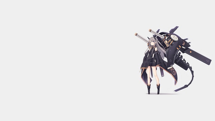 Anime girl with mecha and swords