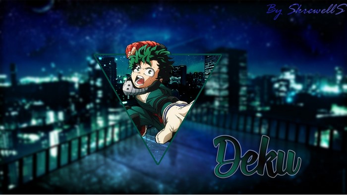 Izuku Midoriya from Boku no Hero Academia in a city at night