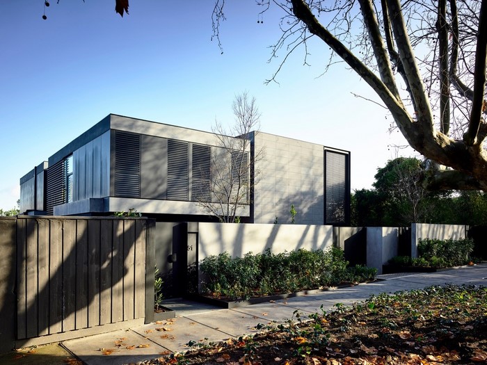 Modern concrete house with louvred windows