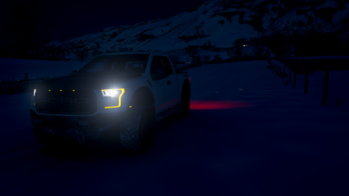 4K night screenshot of Ford Raptor in Forza Horizon 4