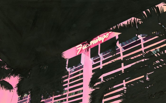 Flamingo Hotel with Palm Trees