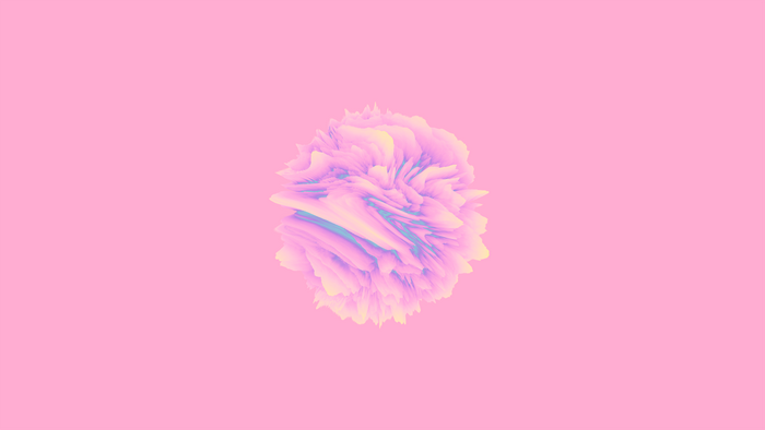 Abstract pink and yellow form on pink background