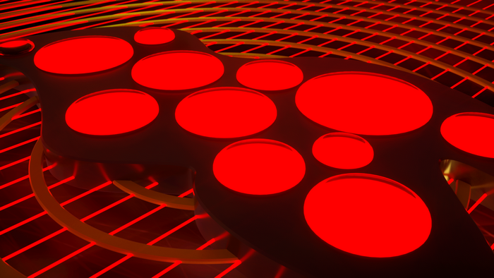 Abstract Red Glowing Circles on Grid