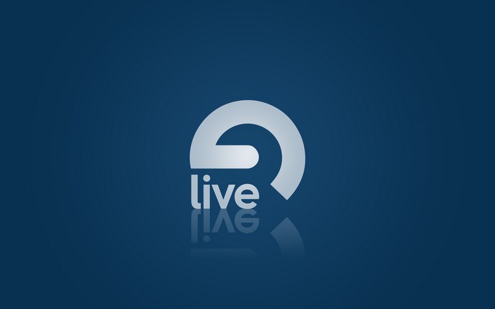 Live logo with reflection on blue background