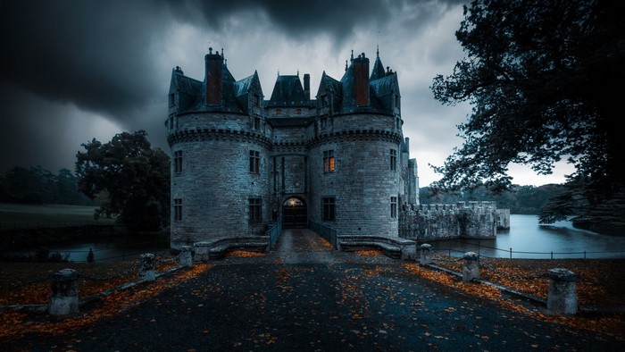 Château de Josselin in Brittany, France during fall