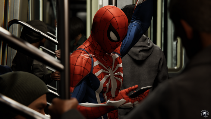 Spider-Man from Video Games on a Subway