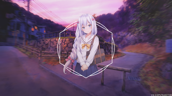 Anime girl with white hair and school uniform