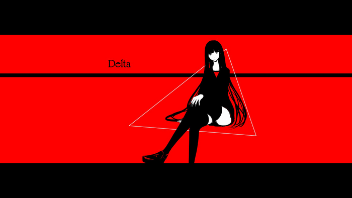 Delta, an anime girl sitting