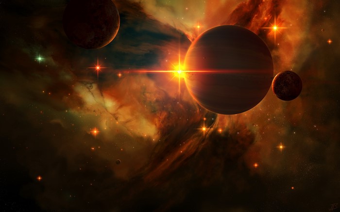 Space art with planets and nebula by JoeyJazz