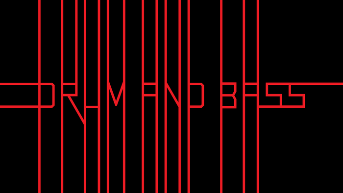 Drum and Bass typography with red lines