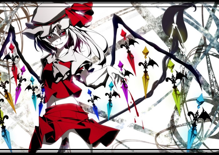 Flandre Scarlet from Touhou with magical weapons