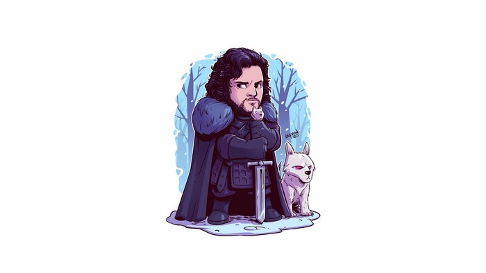 Jon Snow with Direwolf Artwork