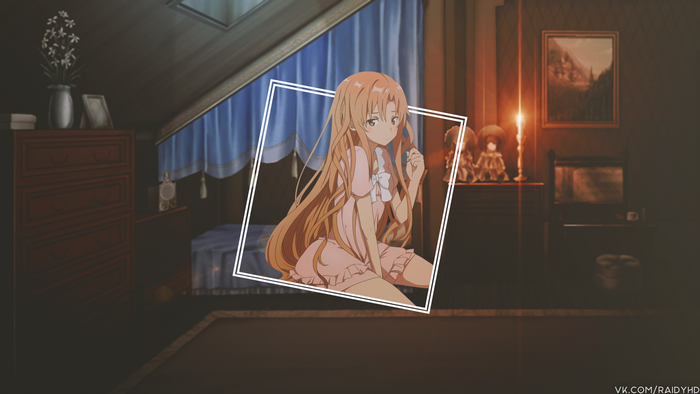 Asuna Yuuki from Sword Art Online in a room