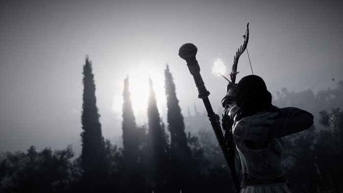 Assassin's Creed Odyssey screenshot of a character with a bow